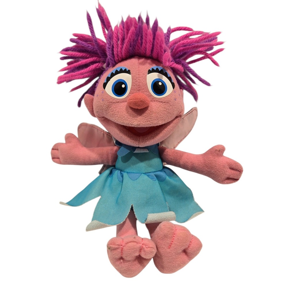 SESAME STREET Abby‎ Cadabby Pink Fairy Plush Stuffed Animal Blue Dress 9 Inch